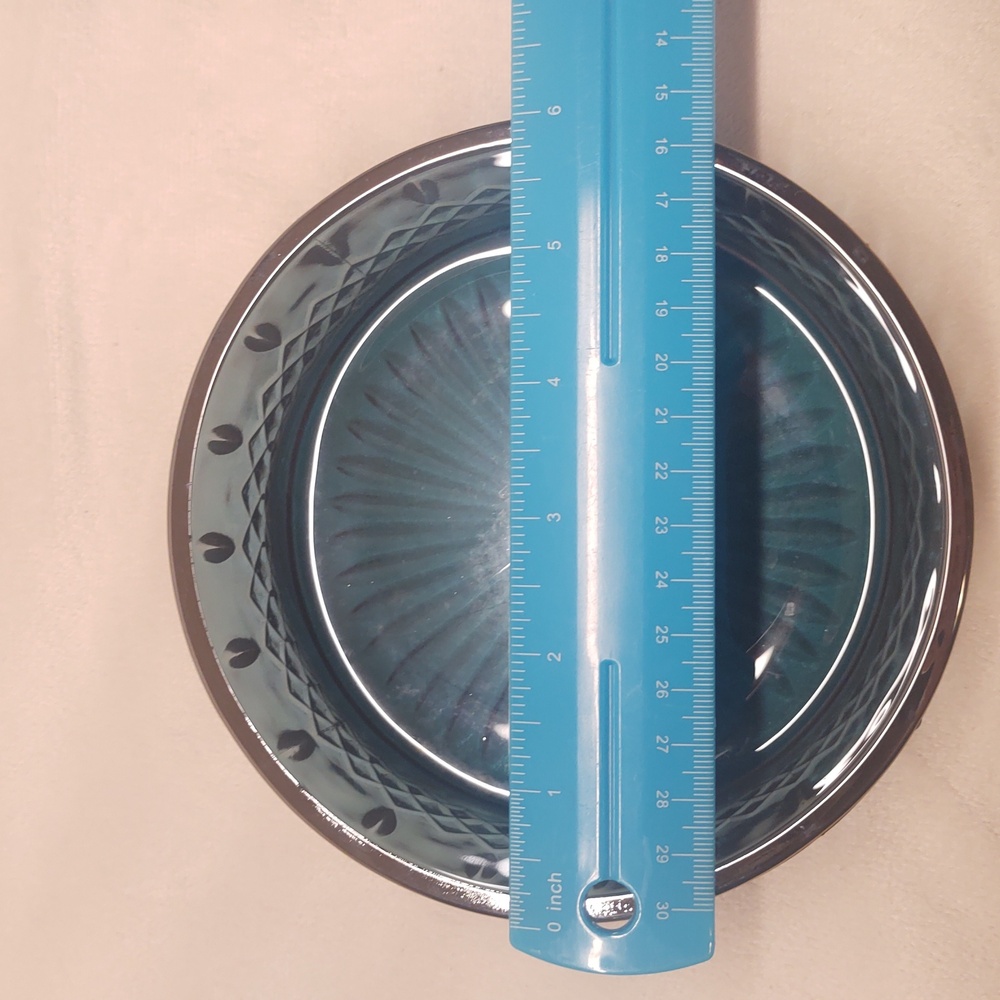 Vintage Candy Dish With Lid Iridescent Blue Rainbow Carnival Glass 1960s EUC - Picture 9 of 12